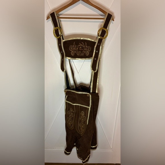 Men's Brown Lederhosen Shorts Oktoberfest XXL NWOT Suit Only Costume - Picture 4 of 8
